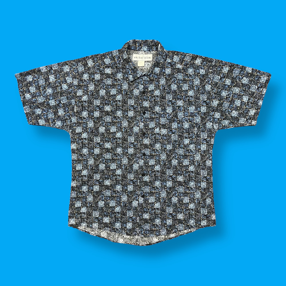 Vintage Abstract Button Down Shirt 80s 90s Surf Aloha Hawaiian Cotton Medium